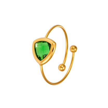 316L Stainless Steel 18K PVD Gold Triangle Glass Ring made with 316L stainless steel and 18K PVD gold finish for wholesale jewelry buyers - image 10