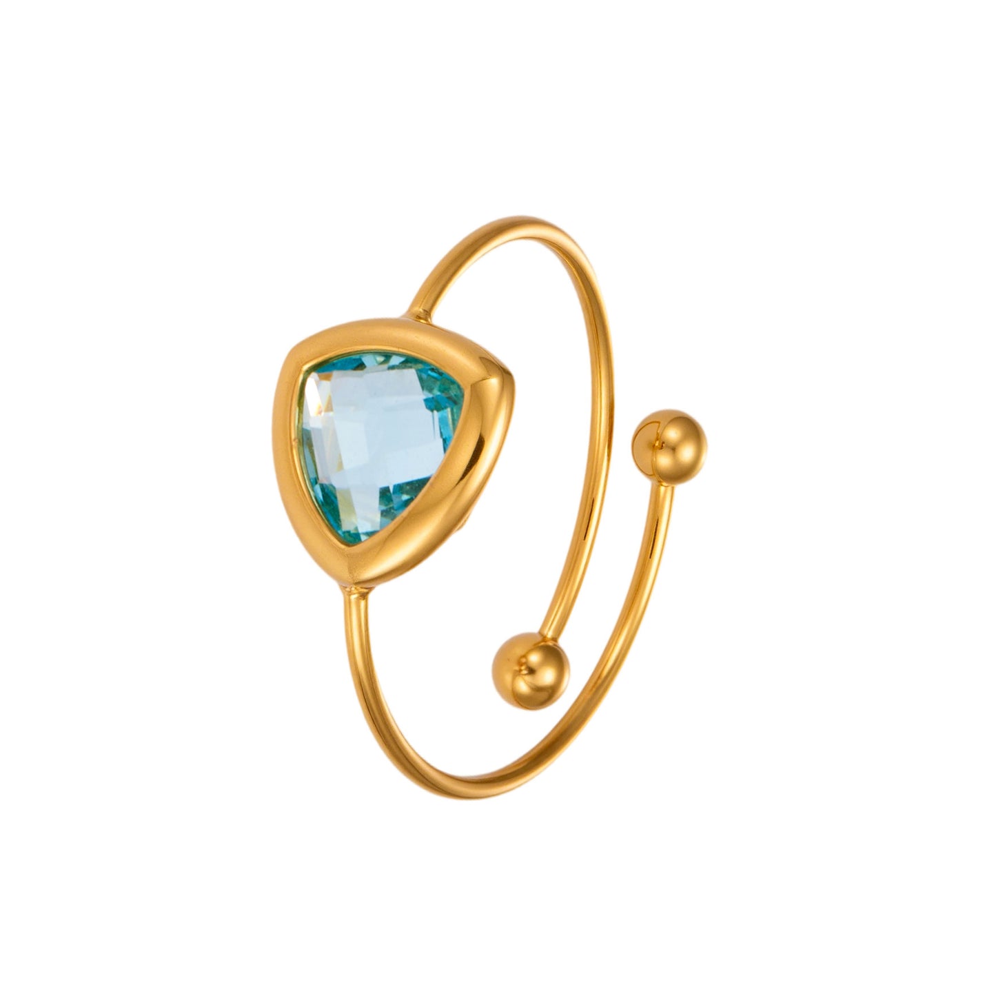 316L Stainless Steel 18K PVD Gold Triangle Glass Ring made with 316L stainless steel and 18K PVD gold finish for wholesale jewelry buyers - image 12