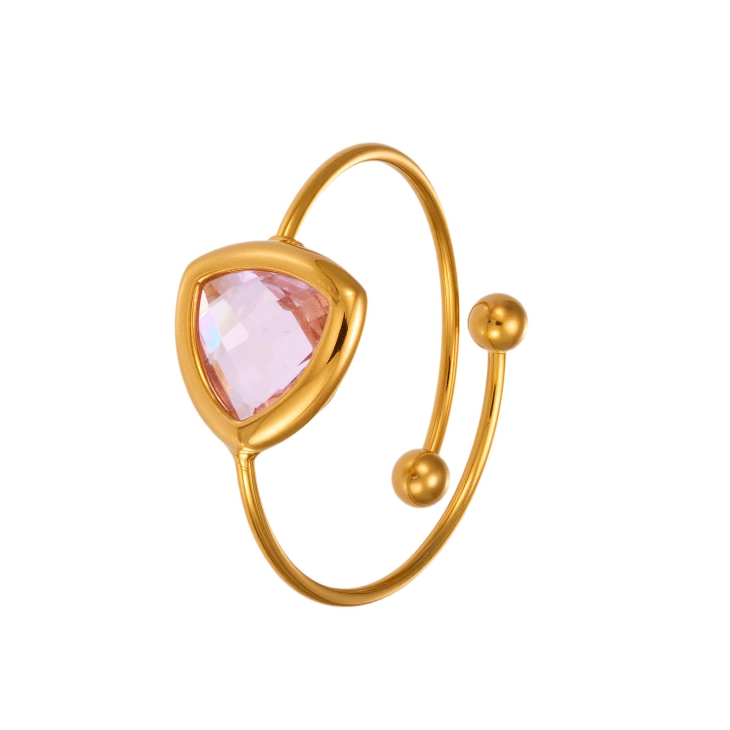 316L Stainless Steel 18K PVD Gold Triangle Glass Ring made with 316L stainless steel and 18K PVD gold finish for wholesale jewelry buyers - image 13