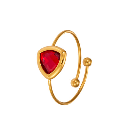 316L Stainless Steel 18K PVD Gold Triangle Glass Ring made with 316L stainless steel and 18K PVD gold finish for wholesale jewelry buyers - image 14