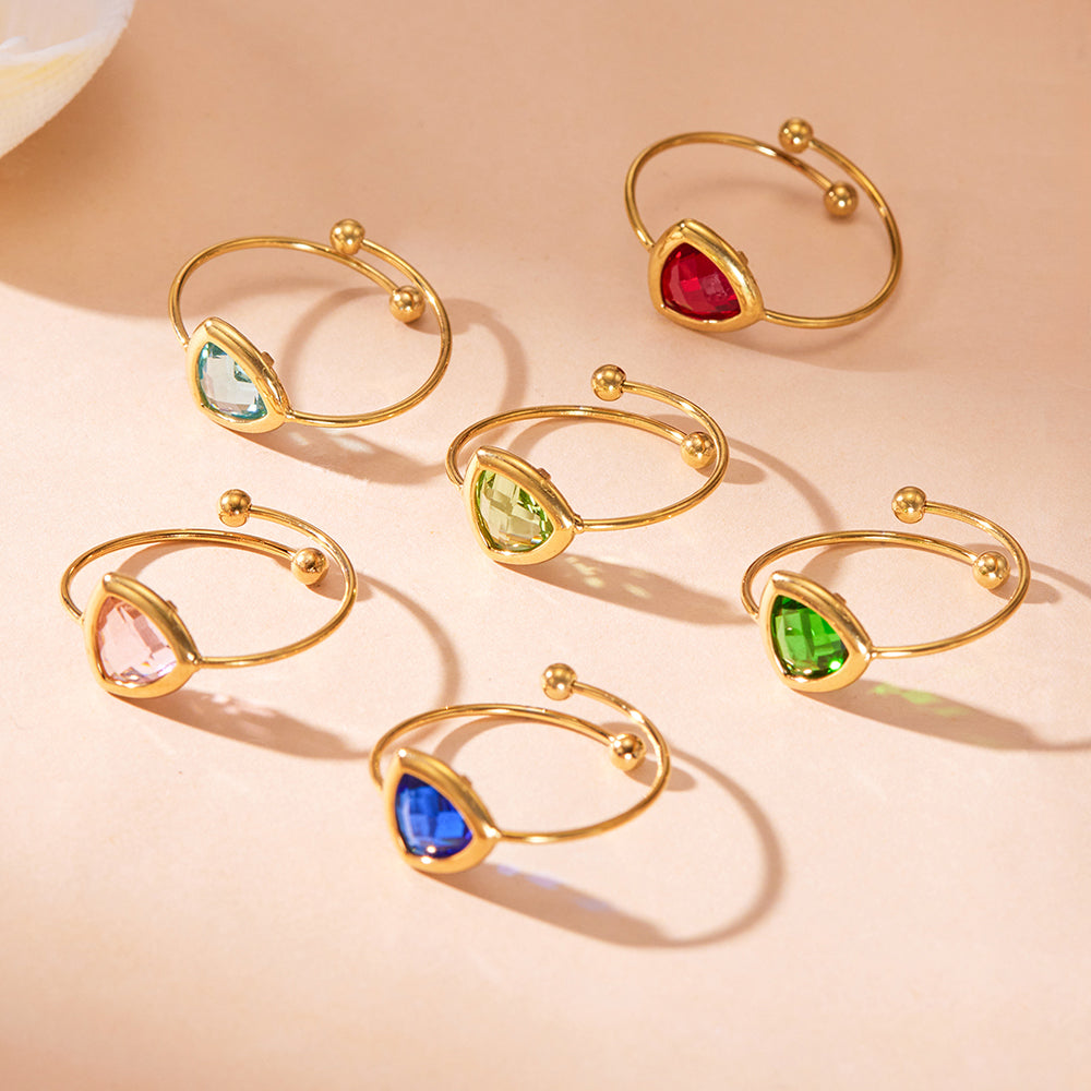 316L Stainless Steel 18K PVD Gold Triangle Glass Ring made with 316L stainless steel and 18K PVD gold finish for wholesale jewelry buyers - image 15