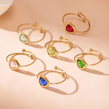 316L Stainless Steel 18K PVD Gold Triangle Glass Ring made with 316L stainless steel and 18K PVD gold finish for wholesale jewelry buyers - image 15
