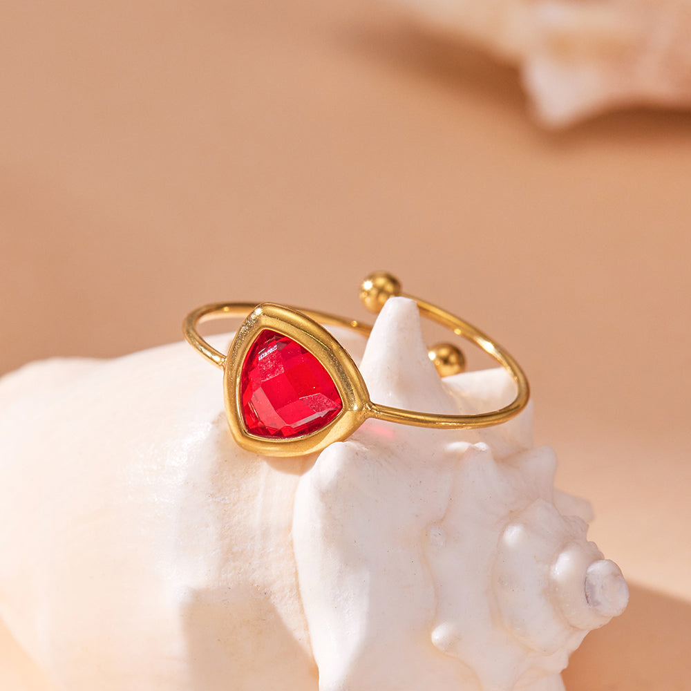 316L Stainless Steel 18K PVD Gold Triangle Glass Ring made with 316L stainless steel and 18K PVD gold finish for wholesale jewelry buyers - image 16