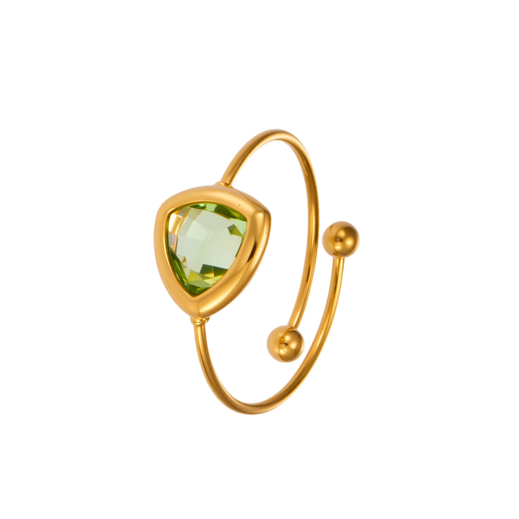 316L Stainless Steel 18K PVD Gold Triangle Glass Ring made with 316L stainless steel and 18K PVD gold finish for wholesale jewelry buyers - image 9