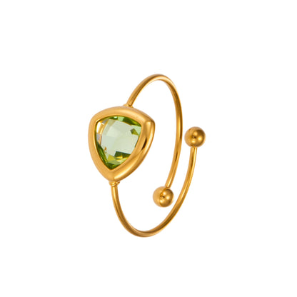 316L Stainless Steel 18K PVD Gold Triangle Glass Ring made with 316L stainless steel and 18K PVD gold finish for wholesale jewelry buyers - image 9