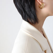 316L Stainless Steel Triple-Layered Hollow C-Shape Hoop Earrings - Image 4