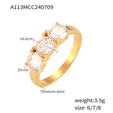 Elegant 316L stainless steel triple zircon ring