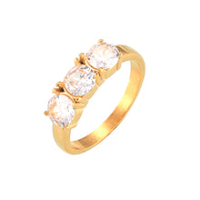 316L Stainless Steel 18K PVD Gold Triple Zircon Ring made with 316L stainless steel and 18K PVD gold finish for wholesale jewelry buyers - image 12