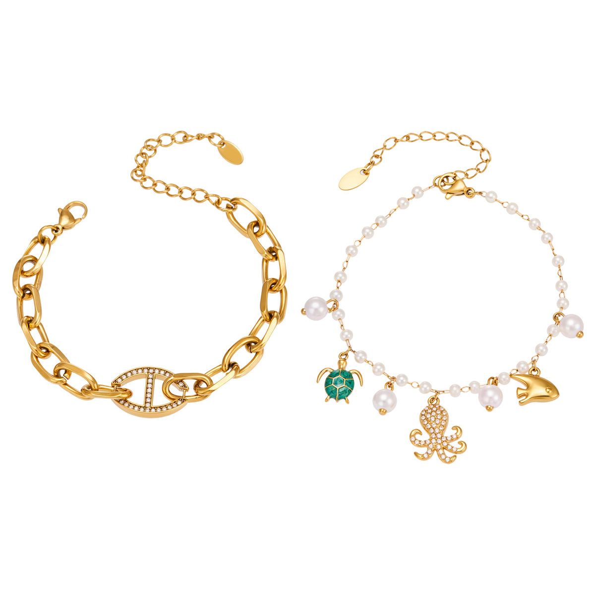 316L Stainless Steel 18K PVD Gold Turtle Pearl Bracelet made with 316L stainless steel and 18K PVD gold finish for wholesale jewelry buyers - image 15