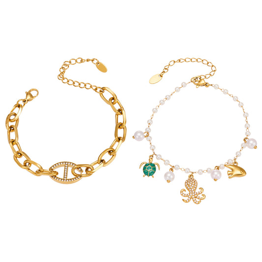 316L Stainless Steel 18K PVD Gold Turtle Pearl Bracelet made with 316L stainless steel and 18K PVD gold finish for wholesale jewelry buyers - image 15