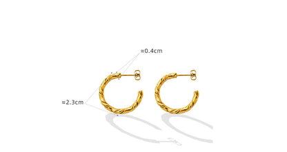 316L Stainless Steel Twisted C-Hoop Earrings - Image 2