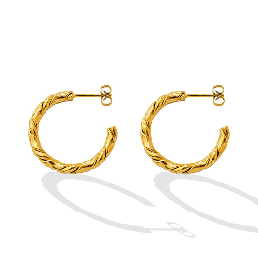 316L Stainless Steel Twisted C-Hoop Earrings - Image 5