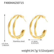 316L Stainless Steel Twisted Double Layer Hoop Earrings - Image 6
