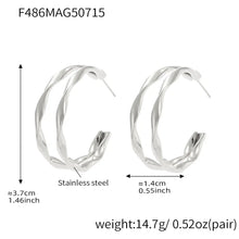 316L Stainless Steel Twisted Double Layer Hoop Earrings - Image 7