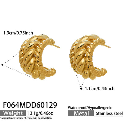 316L Stainless Steel Twisted Geometric C-Hoop Stud Earrings - Image 10