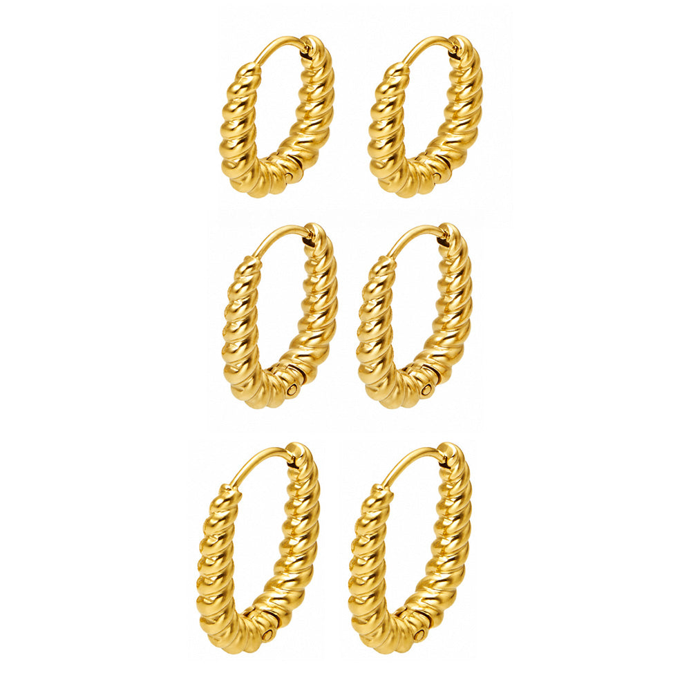 Elegant twisted design of 316L stainless steel hoop earrings