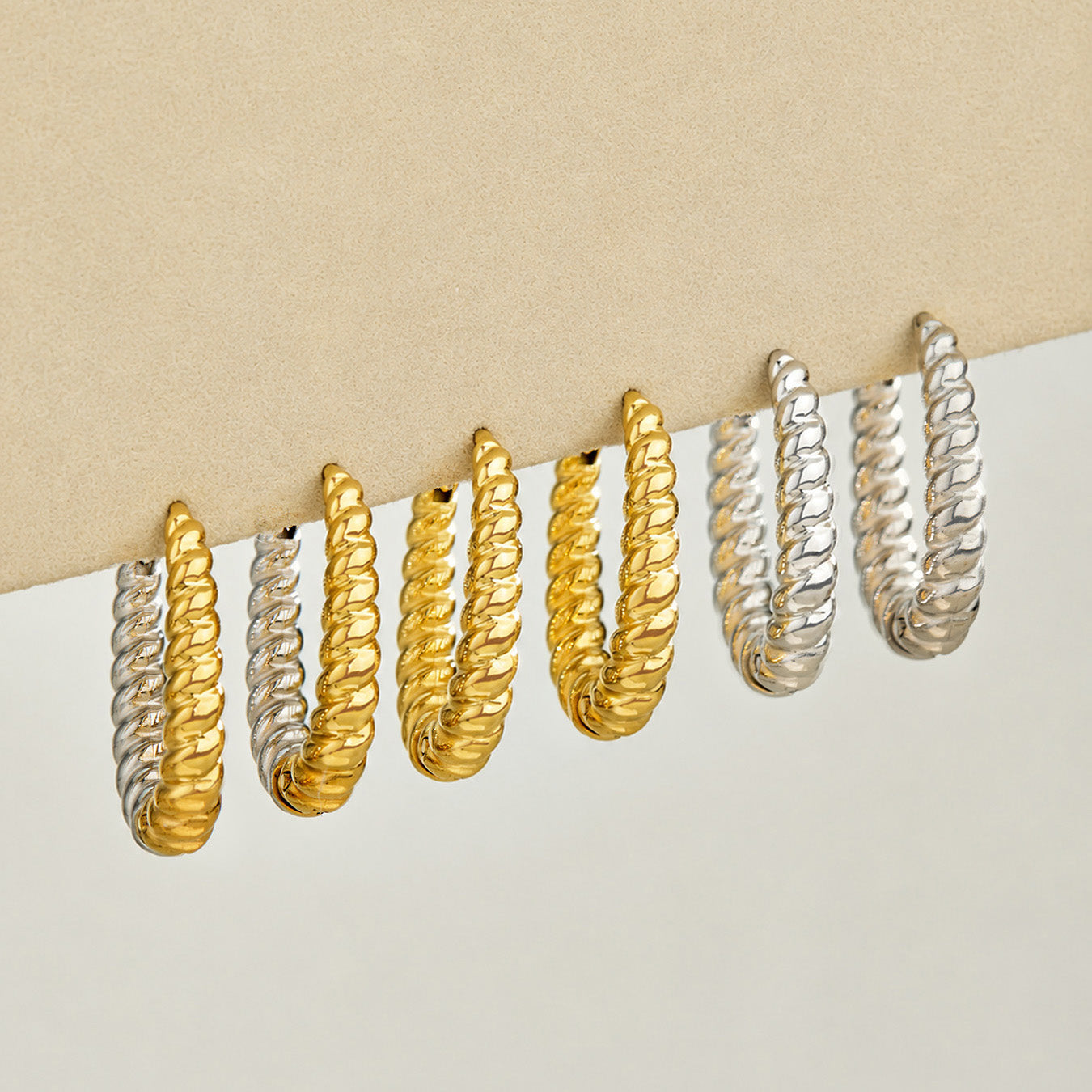 316L Stainless Steel 18K PVD Gold Twisted Hoop Earrings made with 316L stainless steel and 18K PVD gold finish for wholesale jewelry buyers - image 11