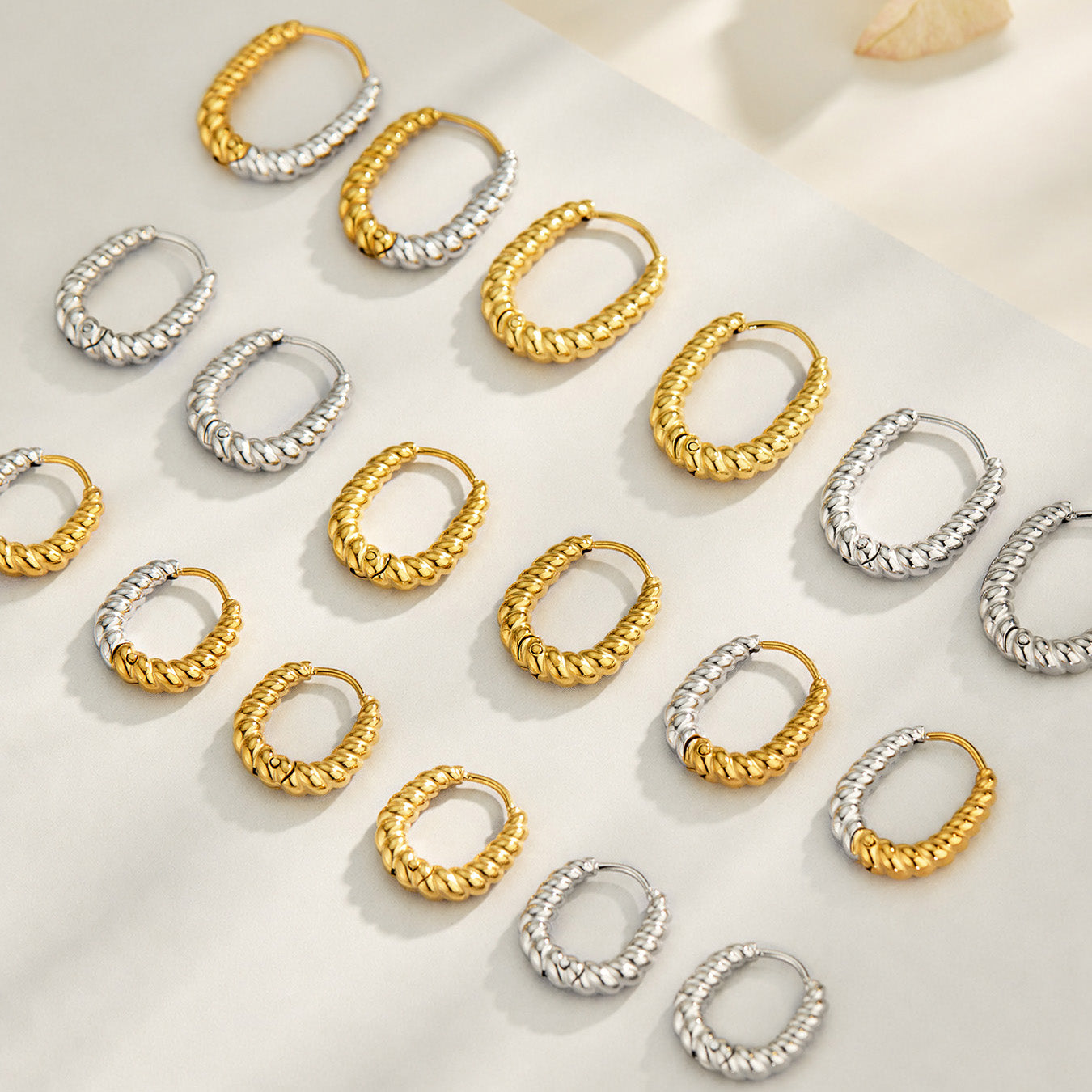 316L Stainless Steel 18K PVD Gold Twisted Hoop Earrings made with 316L stainless steel and 18K PVD gold finish for wholesale jewelry buyers - image 13