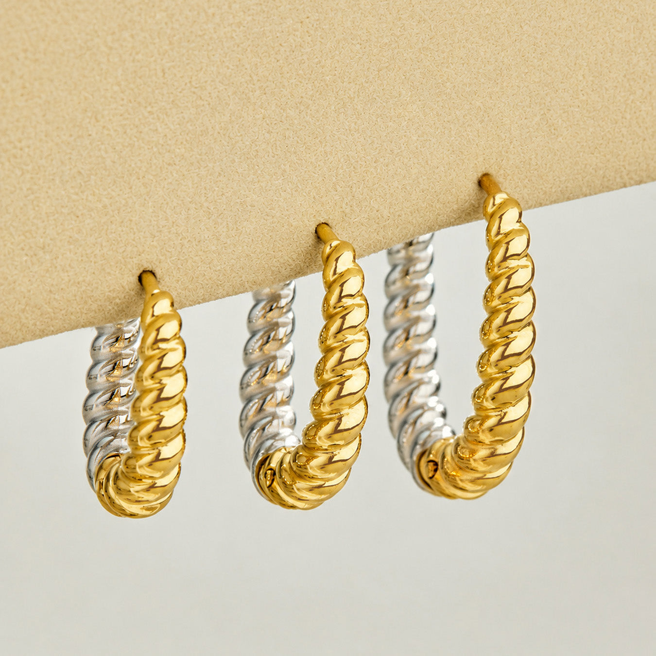 316L Stainless Steel 18K PVD Gold Twisted Hoop Earrings made with 316L stainless steel and 18K PVD gold finish for wholesale jewelry buyers - image 14