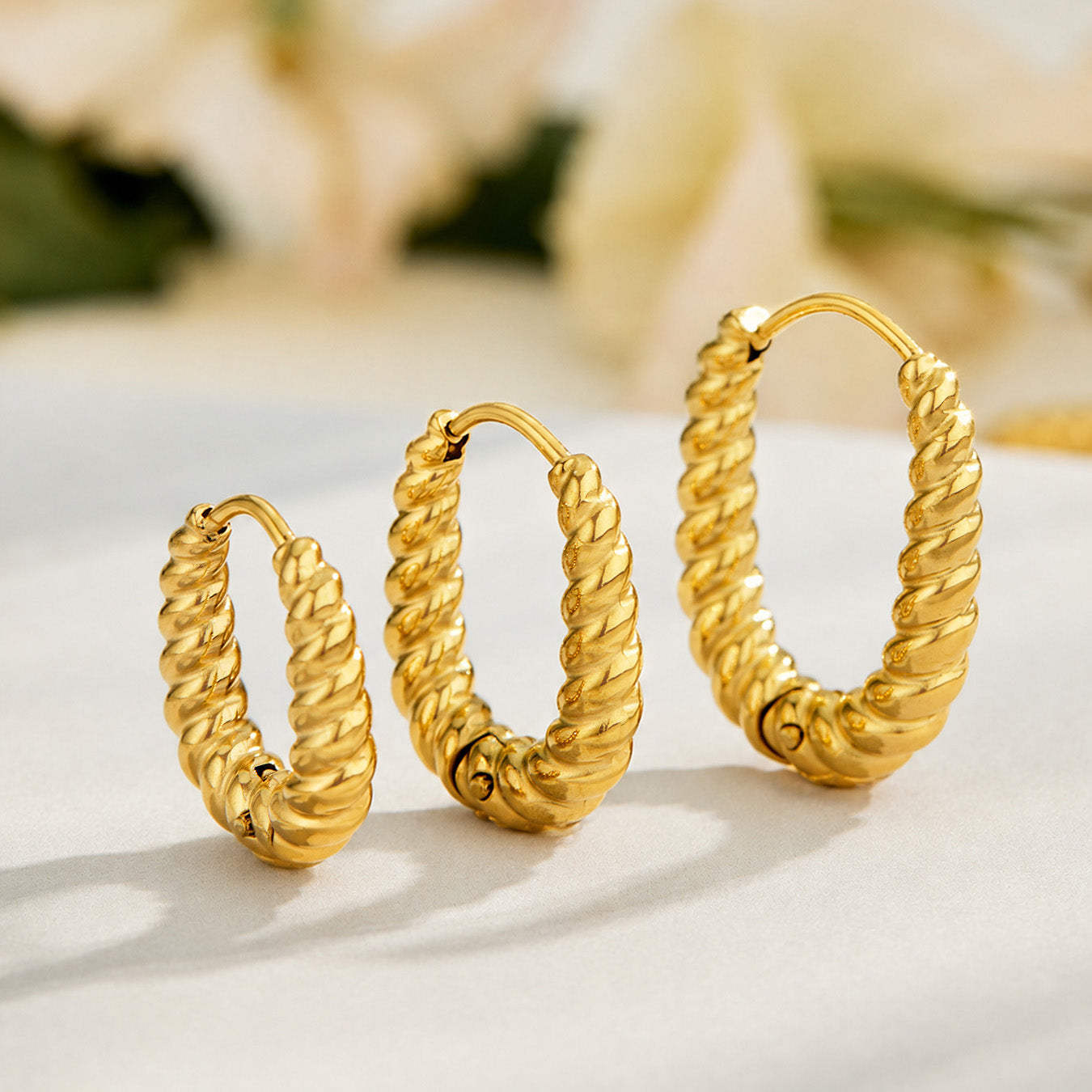 316L Stainless Steel 18K PVD Gold Twisted Hoop Earrings made with 316L stainless steel and 18K PVD gold finish for wholesale jewelry buyers - image 17