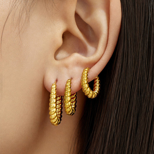316L Stainless Steel 18K PVD Gold Twisted Hoop Earrings made with 316L stainless steel and 18K PVD gold finish for wholesale jewelry buyers - image 18