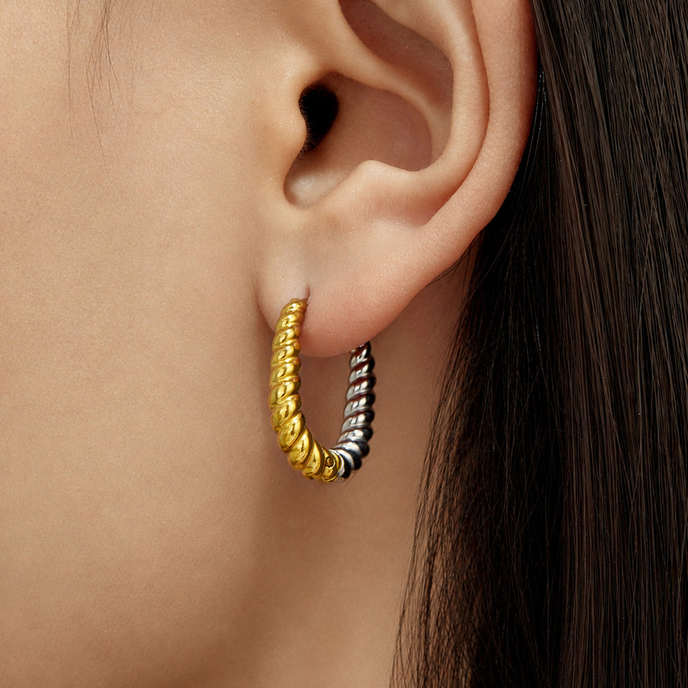 316L Stainless Steel 18K PVD Gold Twisted Hoop Earrings made with 316L stainless steel and 18K PVD gold finish for wholesale jewelry buyers - image 21