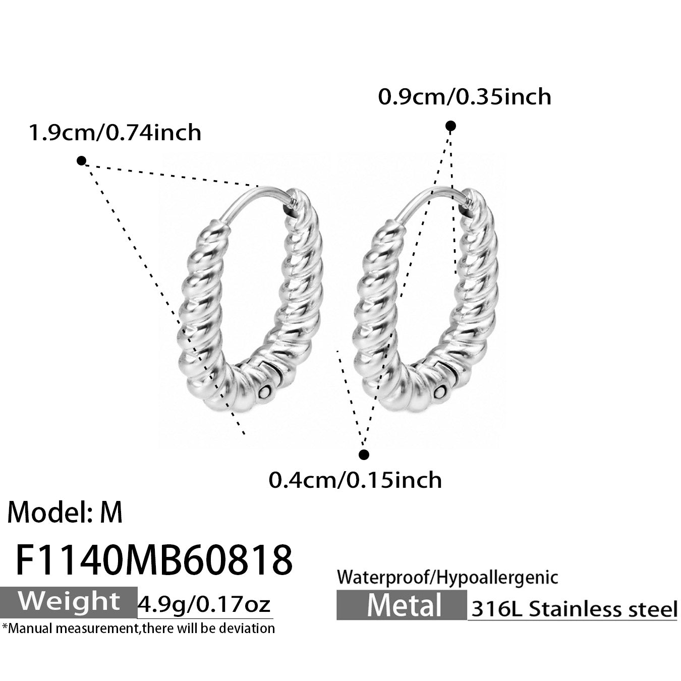 316L Stainless Steel 18K PVD Gold Twisted Hoop Earrings made with 316L stainless steel and 18K PVD gold finish for wholesale jewelry buyers - image 3