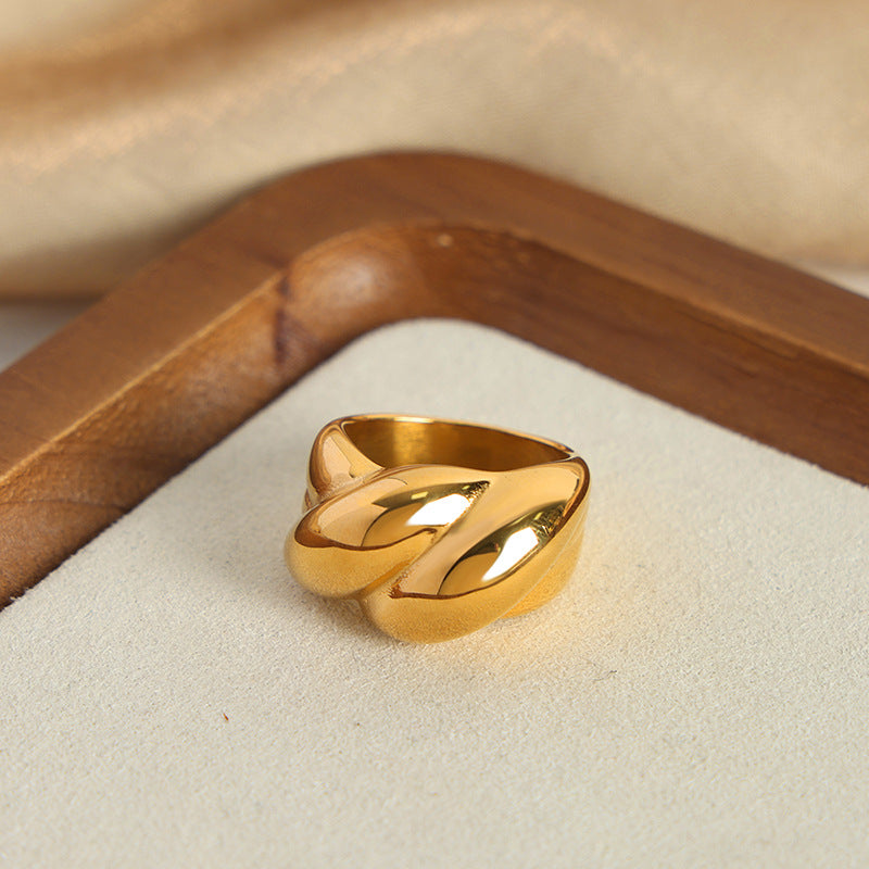 316L Stainless Steel 18K PVD Gold Twisted Texture Ring made with 316L stainless steel and 18K PVD gold finish for wholesale jewelry buyers - image 3