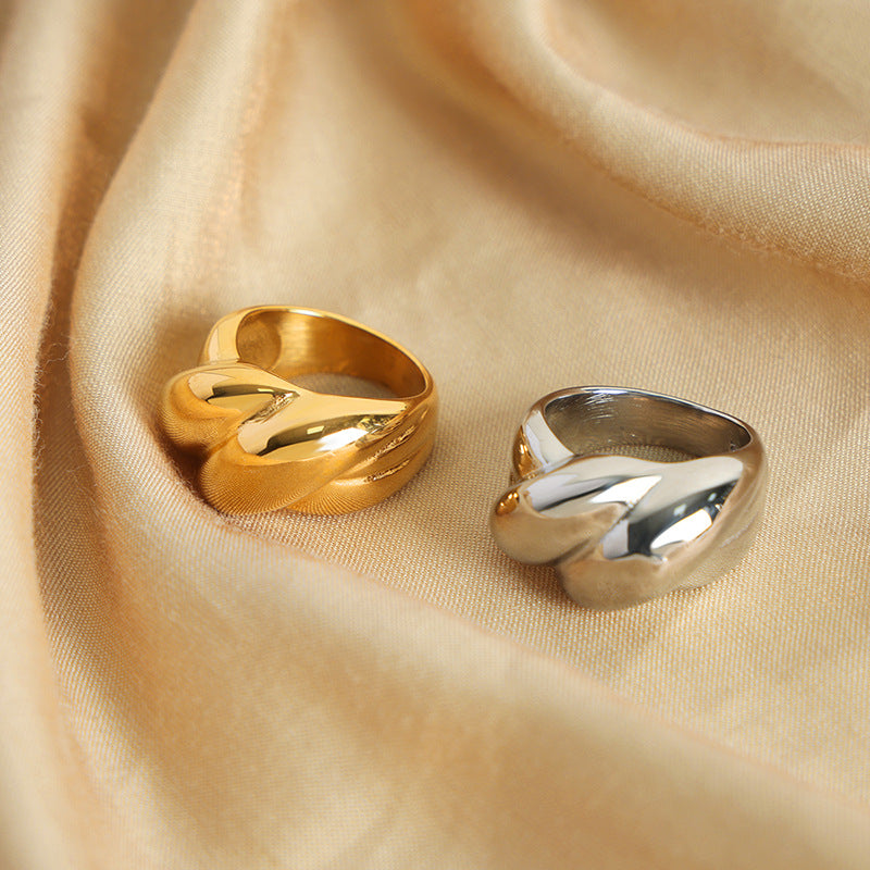 316L Stainless Steel 18K PVD Gold Twisted Texture Ring made with 316L stainless steel and 18K PVD gold finish for wholesale jewelry buyers - image 4