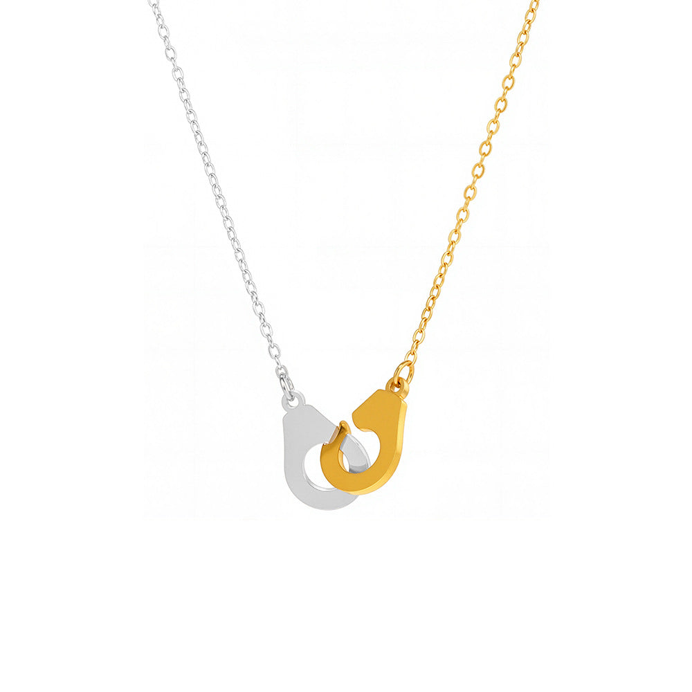 316L Stainless Steel Two-Tone 18K Gold Plated Handcuff Collarbone Necklace - Image 1