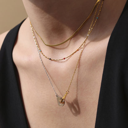 316L Stainless Steel Two-Tone 18K Gold Plated Handcuff Collarbone Necklace - Image 2