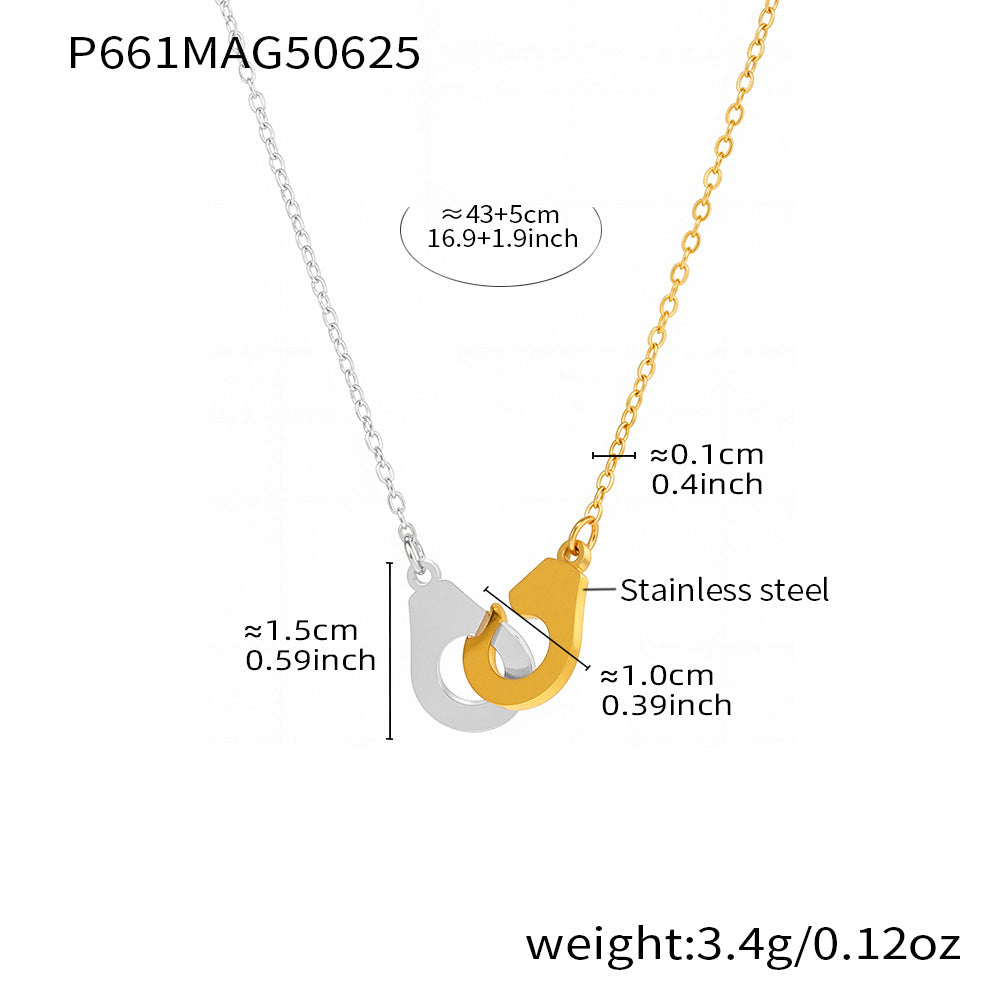 316L Stainless Steel Two-Tone 18K Gold Plated Handcuff Collarbone Necklace - Image 4