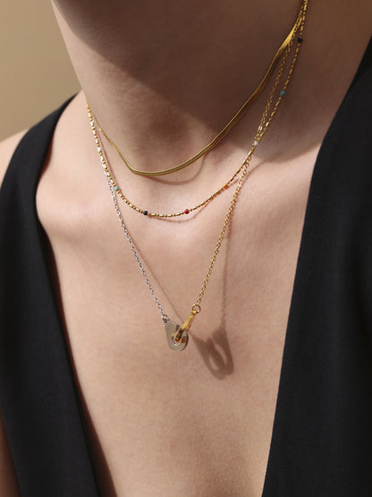 316L Stainless Steel Two-Tone 18K Gold Plated Handcuff Collarbone Necklace - Image 5