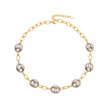 316L Stainless Steel Two-Tone 18K Gold PVD Plated Hollow Link Necklace - Image 2
