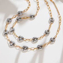 316L Stainless Steel Two-Tone 18K Gold PVD Plated Hollow Link Necklace - Image 6