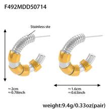 316L Stainless Steel Two-Tone C-Shaped Openwork Hoop Earrings - Image 12