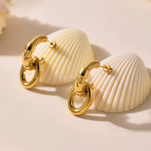 316L Stainless Steel Two-Tone C-Shaped Openwork Hoop Earrings - Image 4