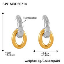 316L Stainless Steel Two-Tone C-Shaped Openwork Hoop Earrings - Image 9