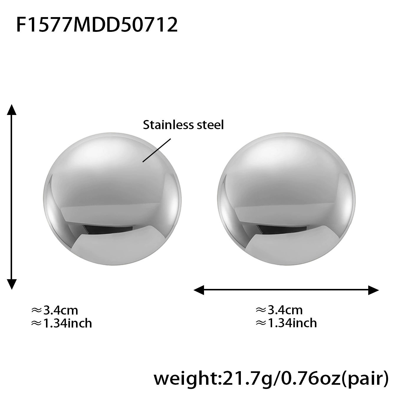 316L Stainless Steel Two-Tone Geometric Heart & Round Earrings - Image 1