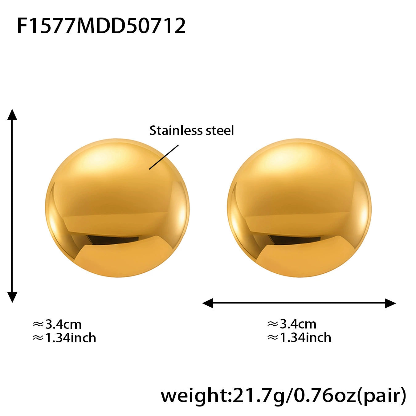 316L Stainless Steel Two-Tone Geometric Heart & Round Earrings - Image 2