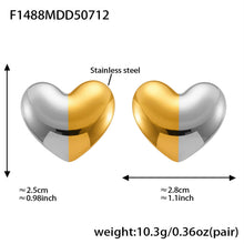 316L Stainless Steel Two-Tone Geometric Heart & Round Earrings - Image 6