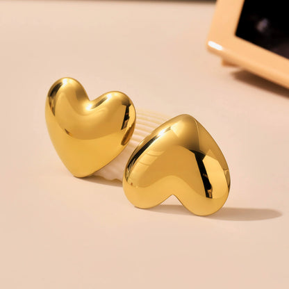 316L Stainless Steel Two-Tone Geometric Heart & Round Earrings - Image 9