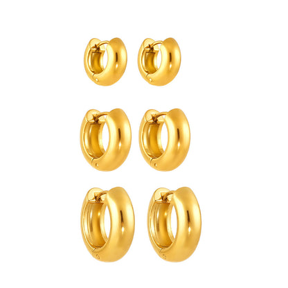316L Stainless Steel Two-Tone Geometric Hollow Earrings - Image 2