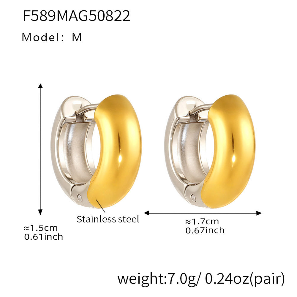316L Stainless Steel Two-Tone Geometric Hollow Earrings - Image 8