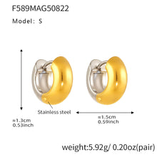 316L Stainless Steel Two-Tone Geometric Hollow Earrings - Image 9