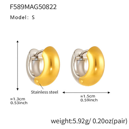 316L Stainless Steel Two-Tone Geometric Hollow Earrings - Image 9
