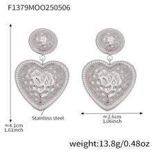 316L Stainless Steel Two-Tone Heart Rivet Drop Earrings - Image 7
