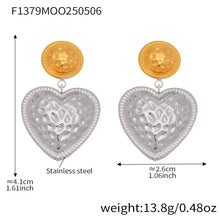 316L Stainless Steel Two-Tone Heart Rivet Drop Earrings - Image 8