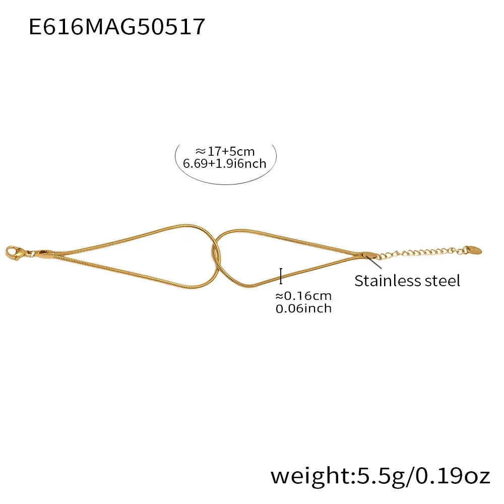 316L Stainless Steel Two-Tone Knot Snake Chain Bracelet - Image 5