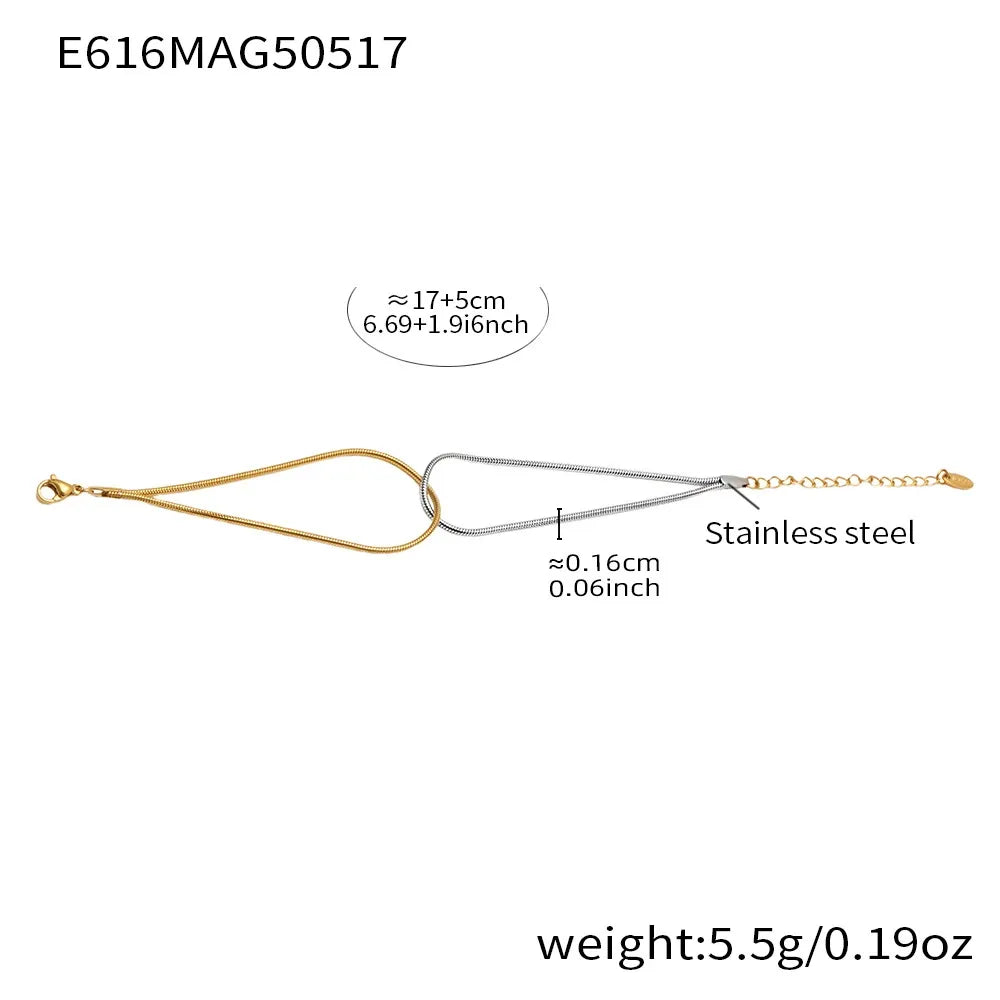 316L Stainless Steel Two-Tone Knot Snake Chain Bracelet - Image 6
